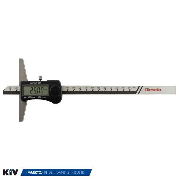 Diesella digital dybdeml 0-200mm. 0,01mm aflsning 