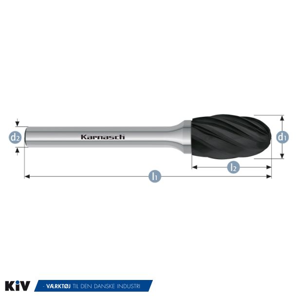 Karnasch HM Rotorfrser Blacktec Form E 12x22 HP7 ALU 6mm Skaft