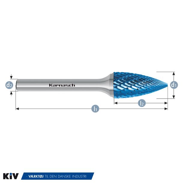 Karnasch HM Rotorfr�ser Bluetec Form G �10x20x170mm HP3 6mm Skaft ekstra lang