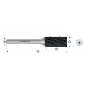 Karnasch HM Rotorfrser Blacktec Form B 10x20 HP7 ALU 6mm Skaft Restsalg