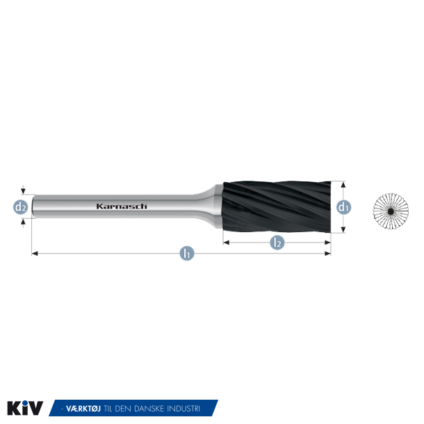 Karnasch HM Rotorfr�ser Blacktec Form B �20x25 HP7 ALU 6mm Skaft