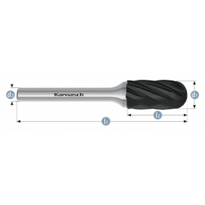 Karnasch HM Rotorfrser Blacktec Form C 16x25 HP7 ALU 6mm skaft Restsalg