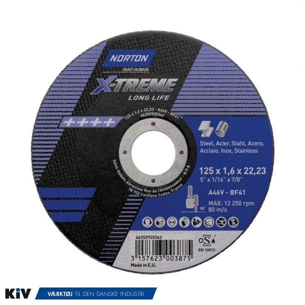 Norton Skreskive 125x1,6x22,2 X-Treme Life Plan Tilbud