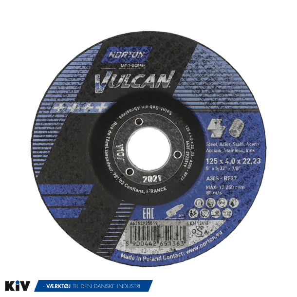 Norton Skrubskive 125x4,0x22.23 A30S Vulcan INOX Forsat