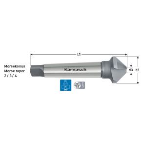 Karnasch Sænker 50,0mm 90gr. 3 Skærs. HSSXE DIN335D MK3