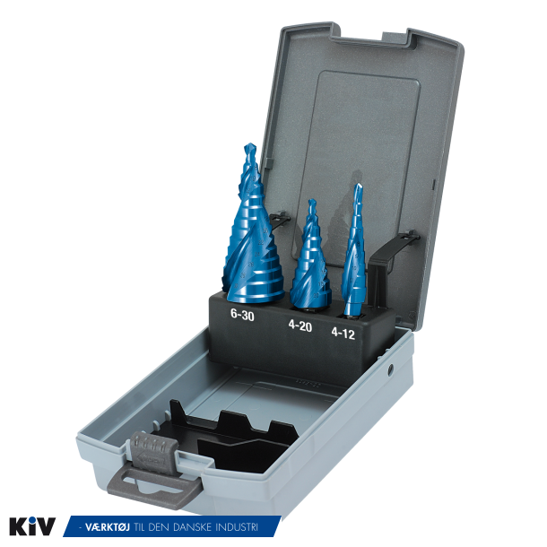 Karnasch TrinBorst 4,0-30,0mm 3stk. M/Skaftflader HSSXE BlueDur i kassette 