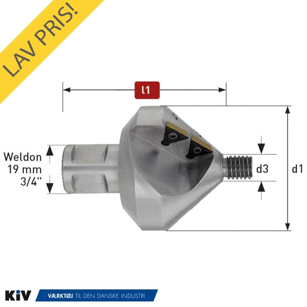 Karnasch Snker 45,0mm 2-Skrs 90gr. Med HM-platter 19mm Weldon Skaft 