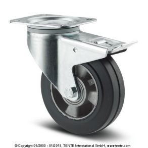 Tente industrihjul 160mm drejelig Med bremse 