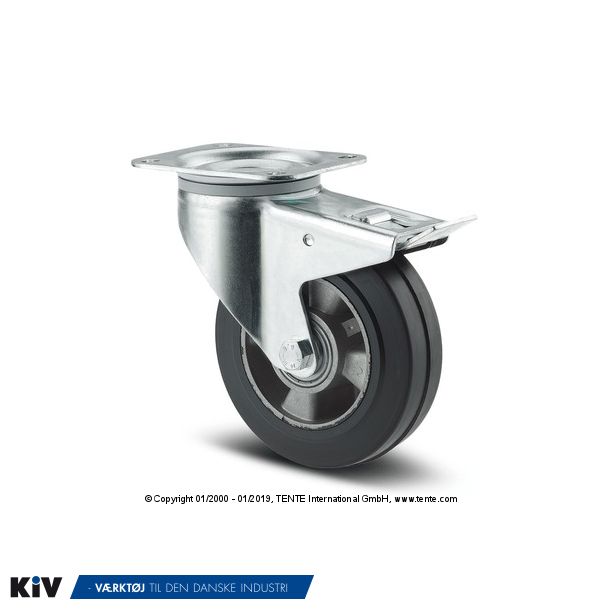 Tente industrihjul 160mm drejelig Med bremse 