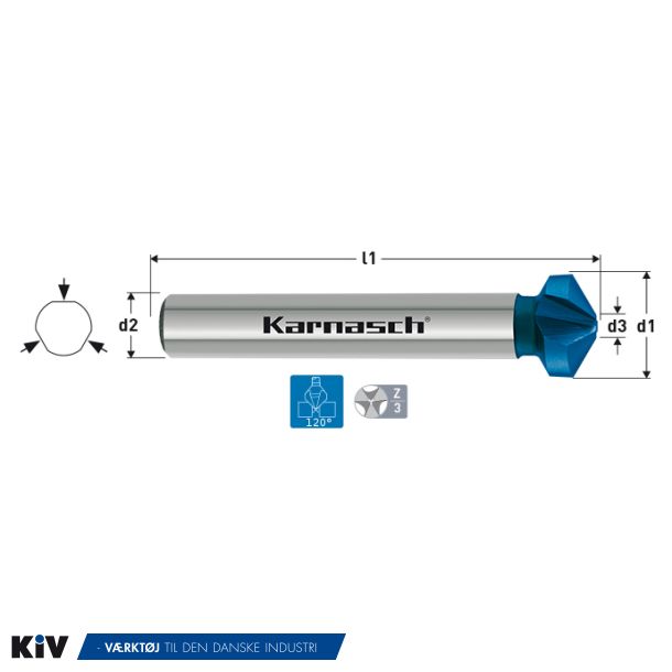 Karnasch Snker 16,5mm 120 gr. 3 Skrs. HSSXE Blue Tec Med Skaftflader