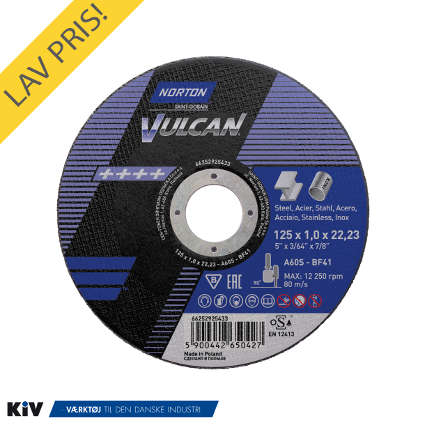 Norton Skreskive 125X1.0X22.2 A60T Vulcan INOX Plan
