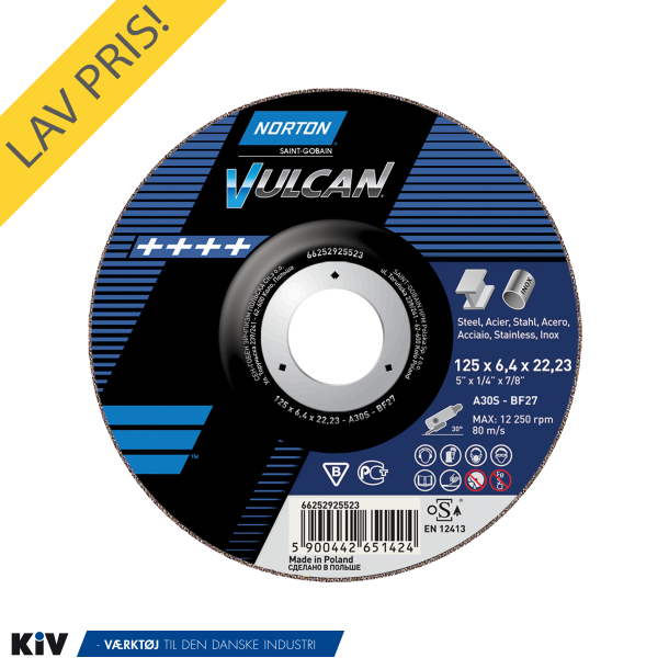 Norton Skrubskive 125x6,4x22.23 A30S Vulcan INOX