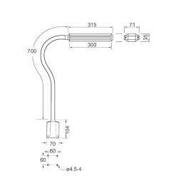 LED arbejdslampe "NOVA" med 700 mm flex arm 14W / 240V / IP50 / 1870 Lm