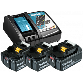 Makita Batteripakke 3xBL1850+Lader DC18RC 