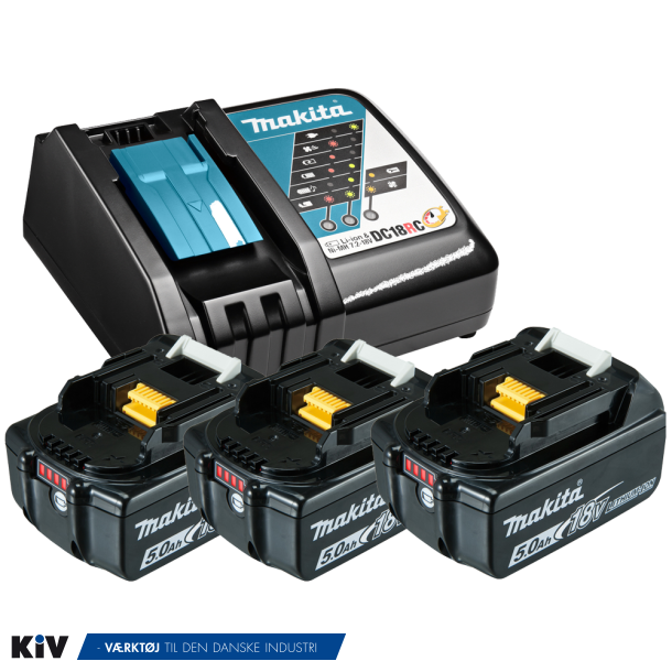 svovl forseelser Imidlertid Makita Batteripakke 3xBL1850+Lader DC18RC - Lygter & Batterier - Kivtools