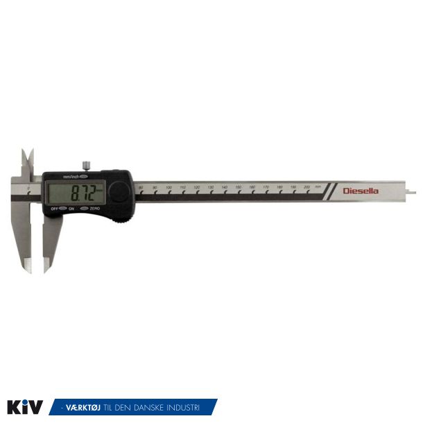 Diesella digital skydelre 0-200 mm x 0,01 mm, kbelgd. 50 mm