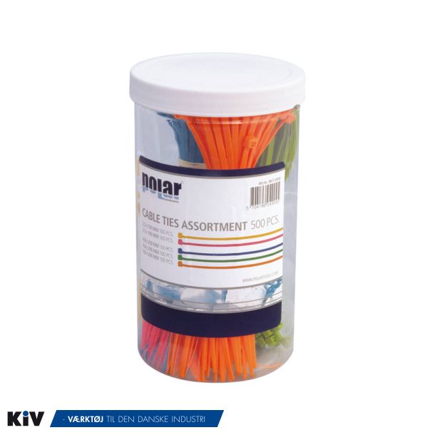 Polar Kabelbinder sortiment (strips) 500 stk. farvede