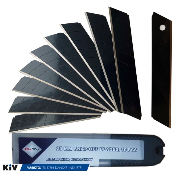 BATO Knivblade brk-af 25 mm. Black Finish ultra skarp  (pk. &aacute; 10stk.)