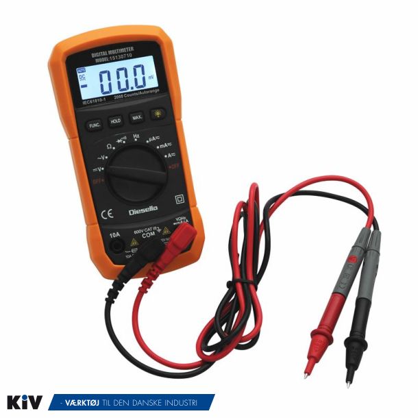 Diesella Digital multimeter AC/DC 600V/10A med gummikappe 