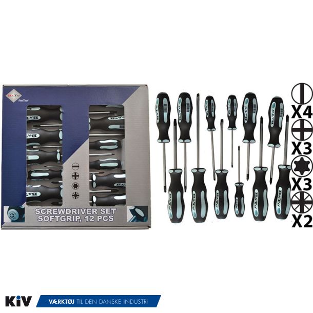 Bato Skruetrkkerst krv/Torx/Ph/Pz 12 dele 