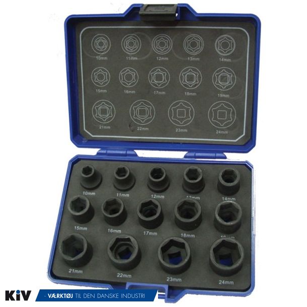 Bato slagtoppest 10-24mm 1/2" Korte 14 dele