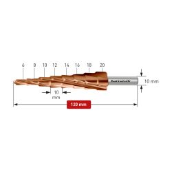 Karnasch trinbor 6,0-20,0 mm 10 mm skrelngde HSSXE Titan-Tec Powercut Pro 
