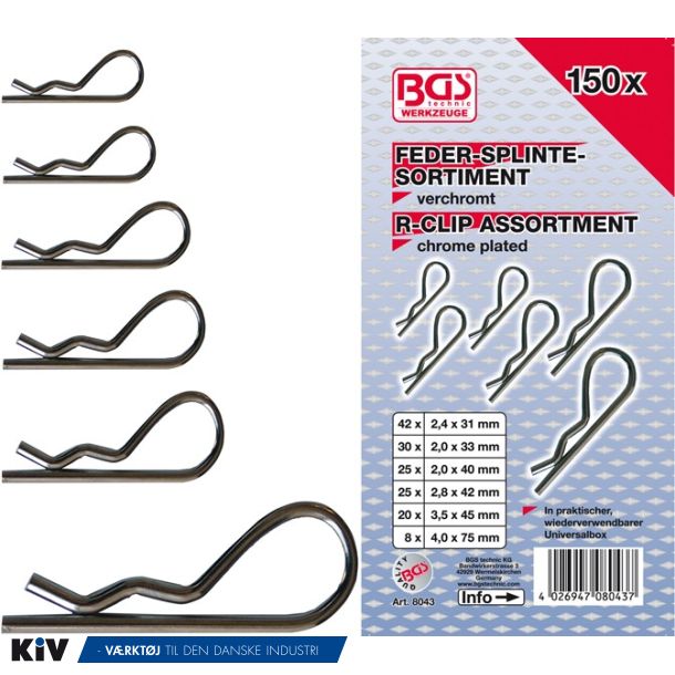 Bato Fjedersplittersortiment 2,4-40mm 150 dele