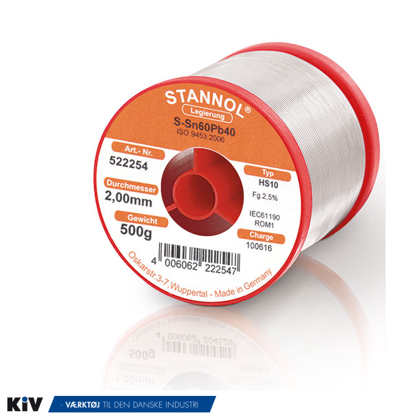 Weller loddetin m.fluss 2,0mm 40/60% 500gr 